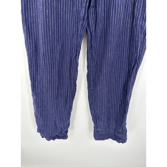Tommy Hilfiger Striped Linen Blend Pants Drawstring Waist Casual Trousers Large - Picture 3 of 8